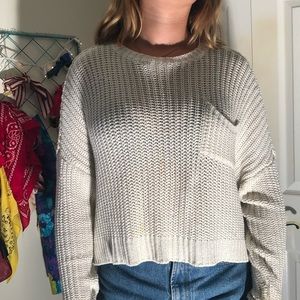 white knitted sweater